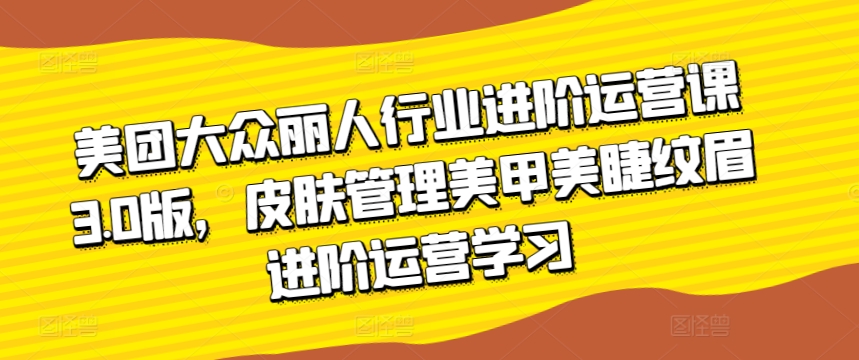 美团大众丽人行业进阶运营课3.0版，皮肤管理美甲美睫纹眉进阶运营学习-创奇社 - AI前沿·副业变现·资源教程！