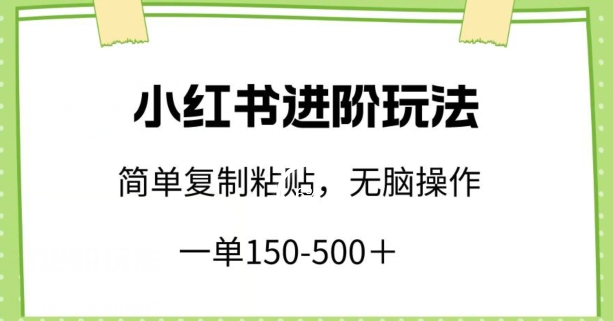 小红书进阶玩法，一单150-500+，简单复制粘贴，小白也能轻松上手-创奇社 - AI前沿·副业变现·资源教程！