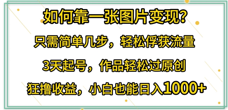 如何靠一张图片变现?只需简单几步，轻松俘获流量，3天起号，作品轻松过原创-创奇社 - AI前沿·副业变现·资源教程！