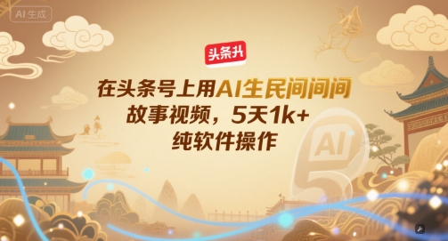 在头条号上用AI生民间故事视频，5天1k+，纯软件操作-创奇社 - AI前沿·副业变现·资源教程！