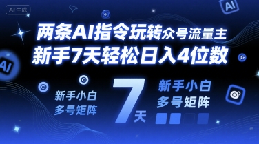 两条AI指令玩转公众号流量主，新手7天轻松日入4位数，新手小白多号矩阵-创奇社 - AI前沿·副业变现·资源教程！