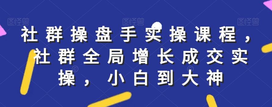 社群實操課程，社群全局增長成交實操，小白到大神
