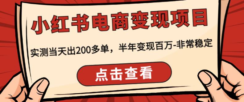 顽石·小红‬书电商变现项目，实测当天出200多单，半年变现百万，非常稳定-创奇社 - AI前沿·副业变现·资源教程！