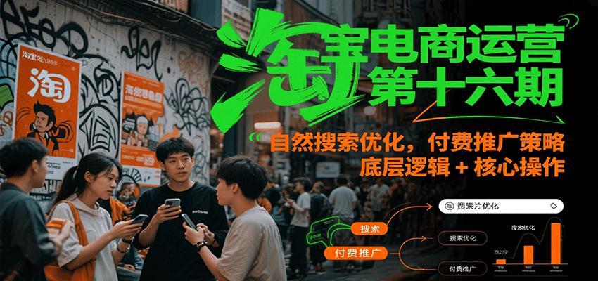 淘宝电商运营第十六期，自然搜索优化，付费推广策略，底层逻辑+核心操作-创奇社 - AI前沿·副业变现·资源教程！