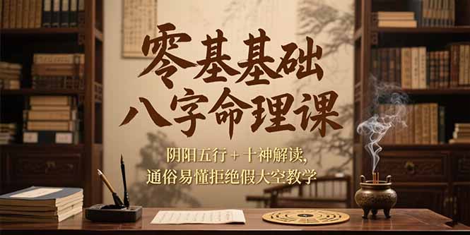 （15283期）零基础八字命理课，阴阳五行+十神解读，通俗易懂拒绝假大空教学-创奇社 - AI前沿·副业变现·资源教程！