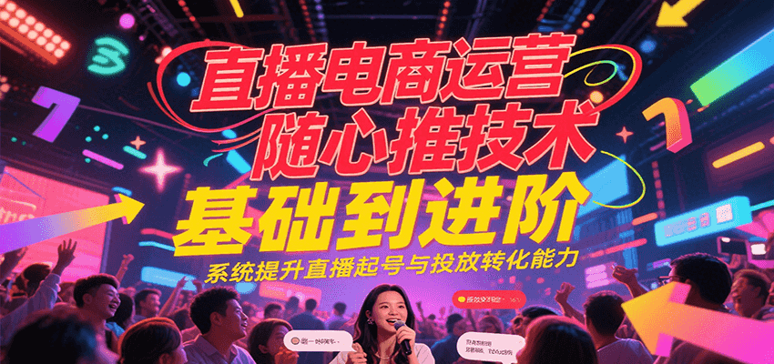 直播电商运营随心推投放技术基础到进阶，系统提升直播起号与投放转化能力-创奇社 - AI前沿·副业变现·资源教程！