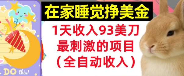 在家挣美金，1天收入93刀，最刺激的项目，0门槛，自动收入(首次公开)-创奇社 - AI前沿·副业变现·资源教程！