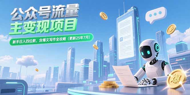 （15340期）公众号流量主变现项目，新手日入四位数，含爆文写作全攻略(更新25年7月)-创奇社 - AI前沿·副业变现·资源教程！