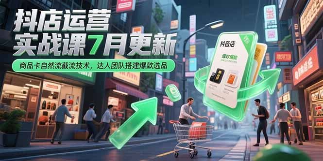 （15329期）抖店运营实战课7月更新，商品卡自然流截流技术，达人团队搭建爆款选品-创奇社 - AI前沿·副业变现·资源教程！
