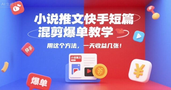 小说推文快手短篇混剪爆单教学，用这个方法，一天收益几张-创奇社 - AI前沿·副业变现·资源教程！